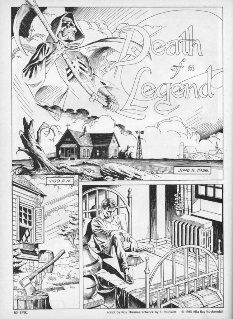 Page from Death of a Legend by Roy Thomas and S. Plunkett