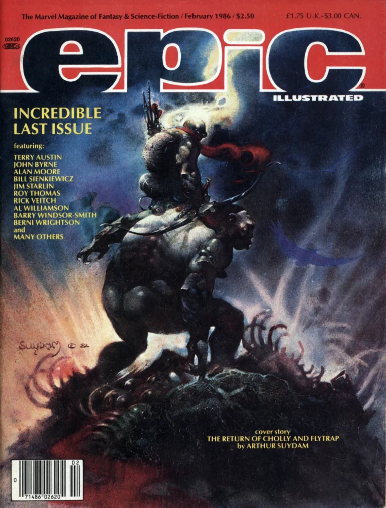 Cover to Epic Illustrated issue 34, cover artwork by Arthur Suydam.