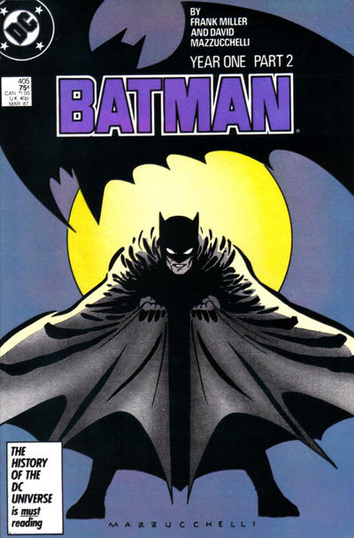 Batman issue 405 cover art by Dave Mazzucchelli.