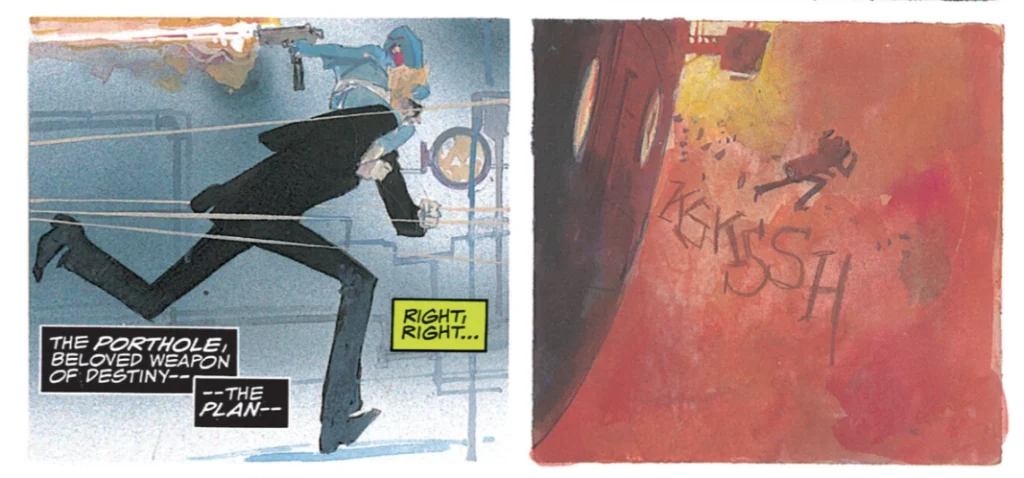 Panels from Elektra: Assassin issue 6 page 27.