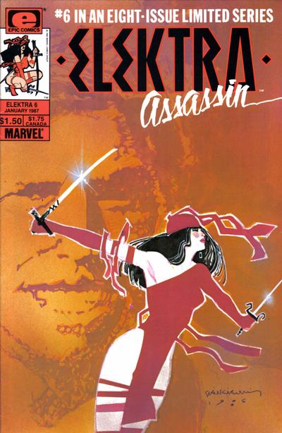 Elektra: Assassin issue 6 cover art by Bill Sienkiewicz.