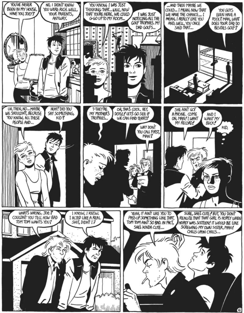 Page from Love and Rockets Volume 1 issue 17 artwork by Jaime Hernandez