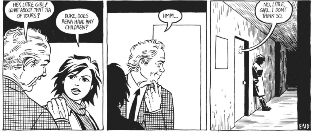 Panels from Love and Rockets Volume 1 issue 15 artwork by Jaime Hernandez