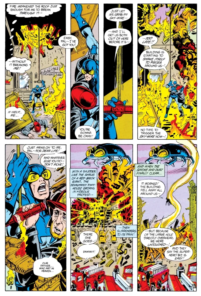 Blue Beetle #1 page 8. Story by Len Wein, artwork by Paris Cullins and Bruce Patterson.