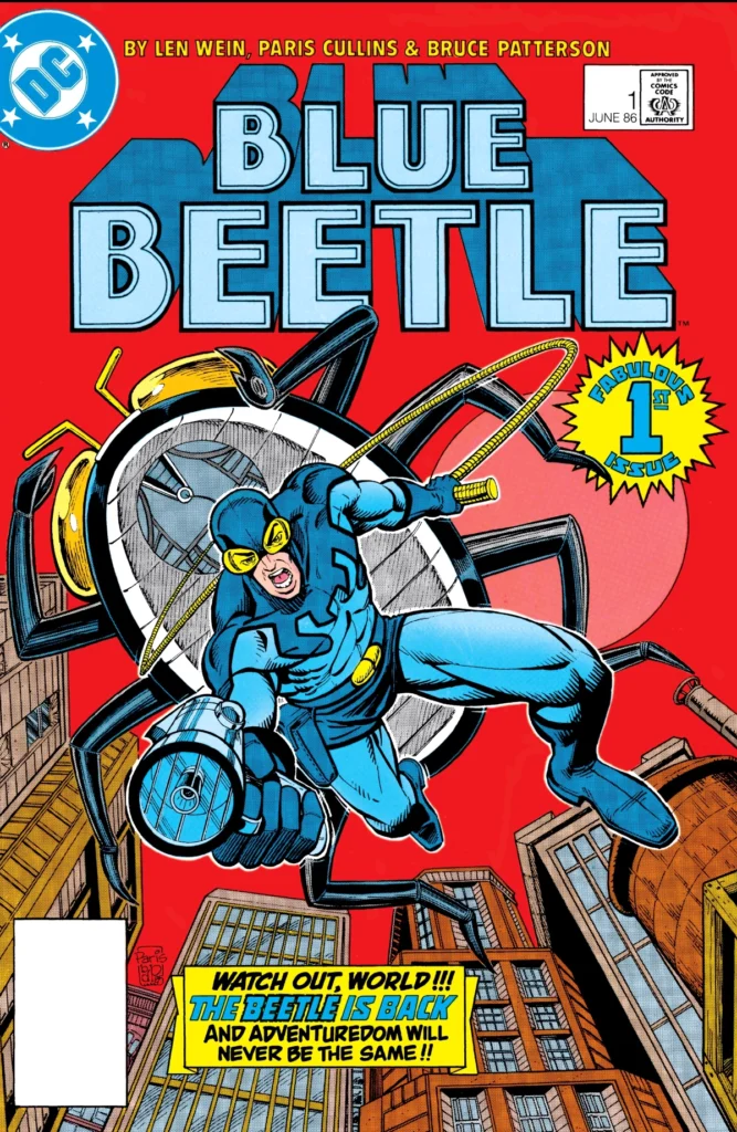 Blue Beetle #1 cover art by Paris Cullins and Bruce Patterson.