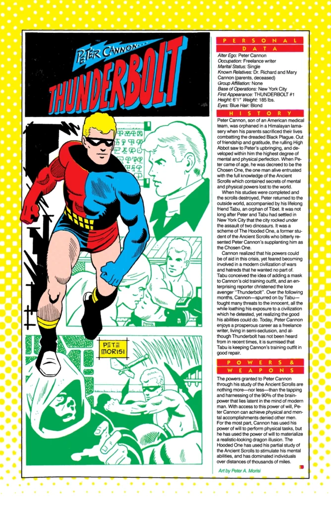 DC Who's Who page for Peter Cannon, Thunderbolt