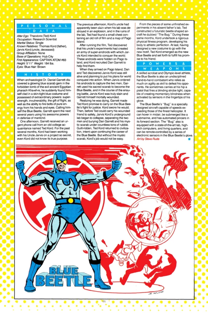 DC Who's Who page for Blue Beetle, 1985